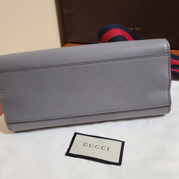 GUCCI Nymphaea Bamboo Top Handle Bag – Grey Leather – Authentic & Gorgeous - Picture 9 of 14